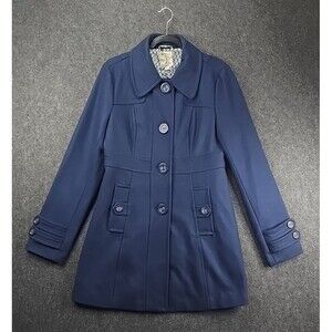 TULLE 60% Wool Blend Pea/ Trench Coat Blue Womens sz L